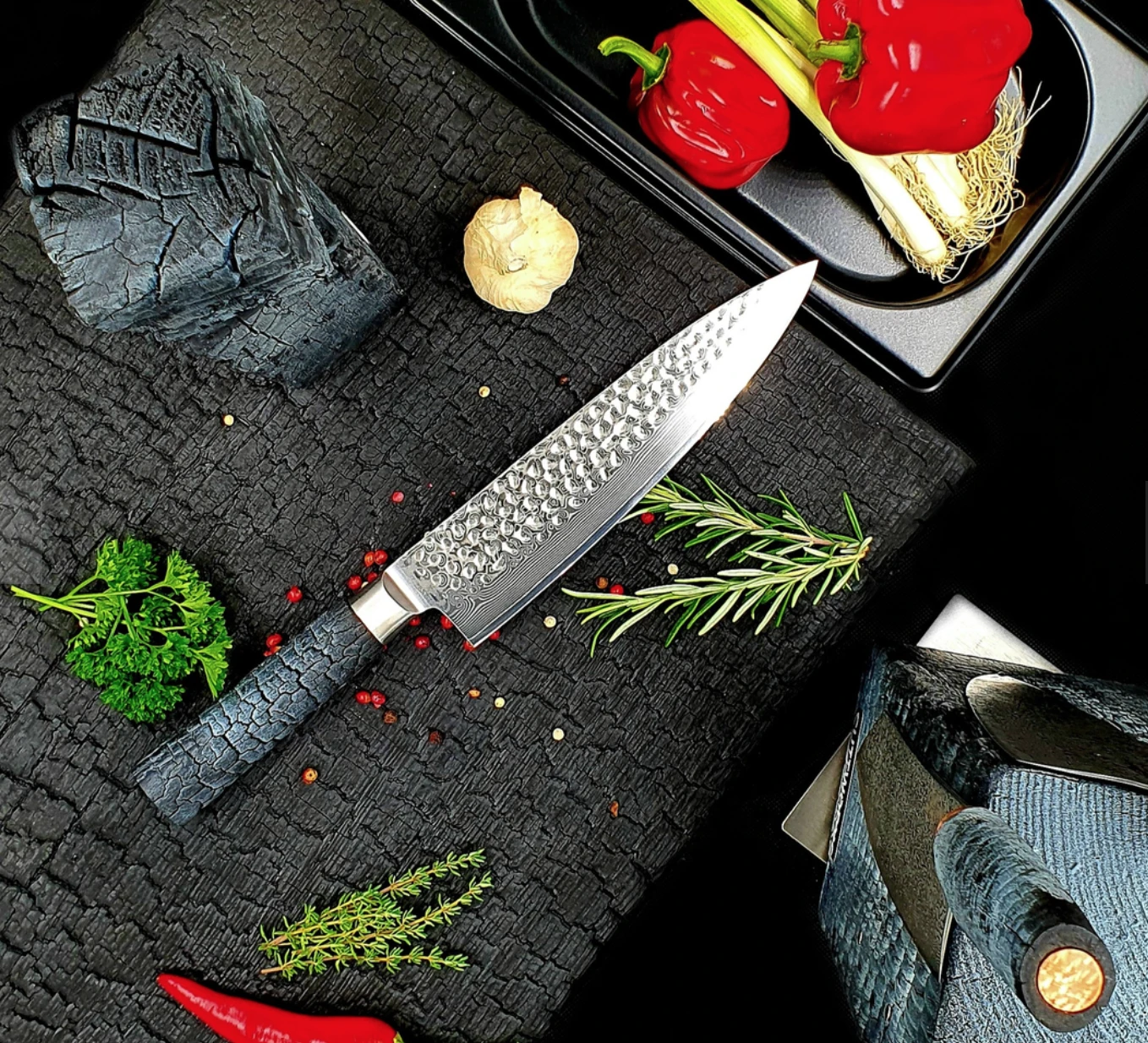 Cuttworxs Flamewood Koksmes Damaststaal VG10 5 Cuttworxs Flamewood Koksmes Damaststaal VG10 - Afbeelding 3