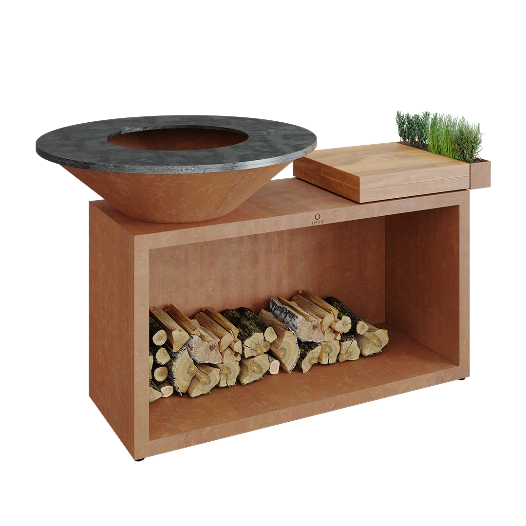 Ofyr Island Corten 85-100 Teakhout En Donker Grijs Keamiek 4 Ofyr Island Corten 85-100 Teakhout En Donker Grijs Keamiek - Afbeelding 2